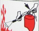 ilustração de uma mão segurando o extintor, apagando o fogo