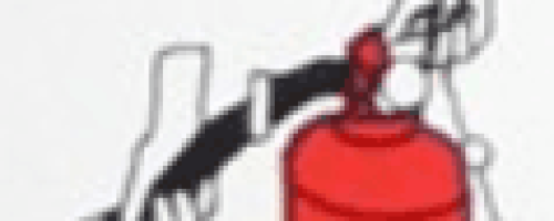 como-usar-um-extintor-de-incendio-elfire ilustração de uma mão segurando a mangueira de extintor para frente